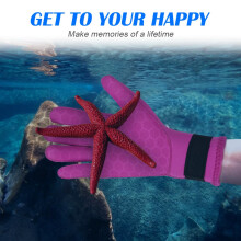 AUAUY Wetsuit Gloves, 3mm Neoprene Swimming Gloves, Pink Thermal Anti-slip Diving Glove, Scuba Glove with Adjustable Wrist Strap for Scuba Diving Sno