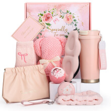 Birthday Gifts for Women, Pamper Gifts for Teen Girls, Pink Self Care Pamper Set