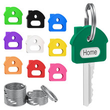 Uniclife 10 Pcs Key Covers Caps, 2.54 cm Key Identifiers with Labels, Soft Stretchy Key Covers for House Key, Cute Key Head Protectors for Standard K