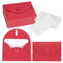 PATIKIL 25 Set Mini Envelopes with Heart Clasp, 4.1x3 Blank Note Cards with Envelopes for Gift Wedding Invitation Graduation Holiday Thanksgiving Day