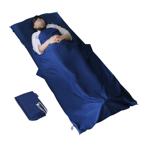 MYCARBON Travel Sleeping Bag Liner (Cotton, Blue)