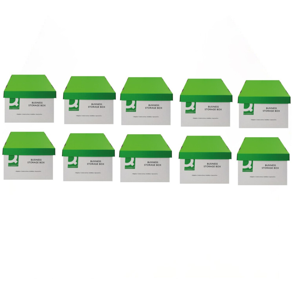 Photos - Other Furniture Q-Connect Business Storage Box 335x400x250mm Green and White  (Pack of 10)