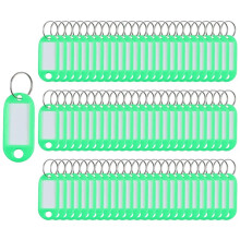 100 Pieces Keyring Tags Key Labels Plastic Key Fobs ID Tags Key Rings Luggage ID Name Key Rings with Split Keyring Key Labels Keychain Rings (Green)