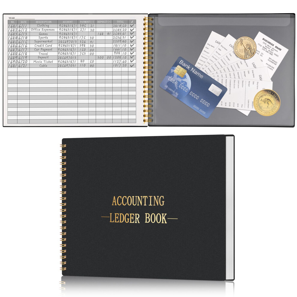 Photos - Notebook HAUTOCO Accounts Book for Finance Bookkeeping, Accounting Ledger Book for Small Businesses and Home Budget Tracking, Income