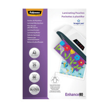 Fellowes A3 Laminating Pouches - Gloss Finish - 25 Sheets, 160 Micron (2 x 80) Clear & Durable Laminating Pouch with Image Last Directional Mark - Id