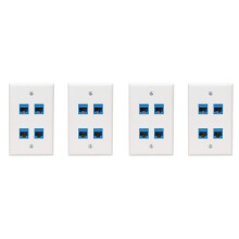 4X Ethernet Wall Plate 4 Port Wall Plate Female-Female Compatible with for Cat7/6/6E/5/5E Ethernet Devices -