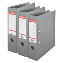 Esselte VIVIDA A4 Lever Arch File, 75 mm Spine, 500 sheets Capacity, PP, Plastic Cover, Files & Folders, Grey, 3 Pack, 624284