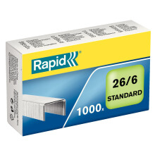 Rapid 26/6mm Standard Staples, For Stapling up to 20 Sheets, Use with Desktop and Electric Staplers, Galvanised Wire, Box of 1000, 24861300
