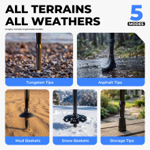 TANSTRIDER Trekking Poles for Hiking - Collapsible Lightweight 7075 Aluminum Hiking Sticks, 110-135 cm Adjustable Tri-Fold Walking Poles with Anti-Sl