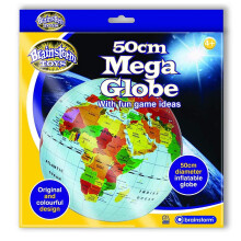 Brainstorm Toys 50cm Inflatable Globe – World Map with Longitude & Latitude Lines, Fun Educational Geography Toy with Interactive Game Ideas for Kid
