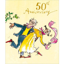 Woodmansterne 50th Golden Anniversary Card – Vibrant Quentin Blake Illustration – Happy Golden Wedding Celebration Card for Couples