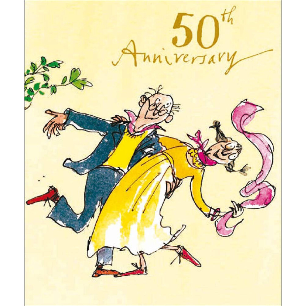 Woodmansterne 50Th Golden Anniversary Card – Vibrant Quentin Blake Illustration – Happy Golden Wedding Celebration Card For Couples