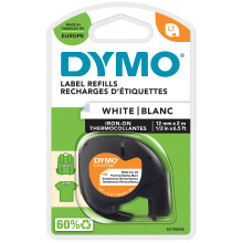 DYMO LetraTag Iron-On Fabric Labels | Authentic | 12 mm x 2 m Roll | Black Print on White | Iron-On Clothing Labels Ideal for Uniforms/Children's Clo