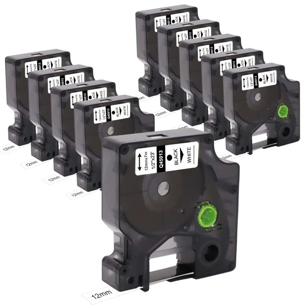 Photos - Other Office Equipment Molabel 10pack Compatible Label Tape Replacement for Dymo D1 45013 S0720530 （12mm x 7m） Black on White Tape Work with Dymo L