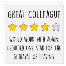 Funny Leaving Card for Colleague – Great Coworker Goodbye Greeting – Blank Inside Humorous Office Farewell – 150mm Square – Made in Britain
