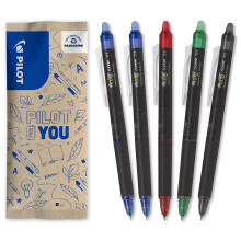PILOT - Pack of 5 - FriXion Point Clicker 0.5 - Retractable, Erasable Thermo Sensitive Ink Pen - 1 Black, 2 Blue, 1 Red,1 Green - Refillable Pen - Fi