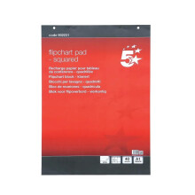 5 Star Office (A1) Flipchart Pad Perforated 40 Sheets Feint 20mm Squared (Pack of 5)