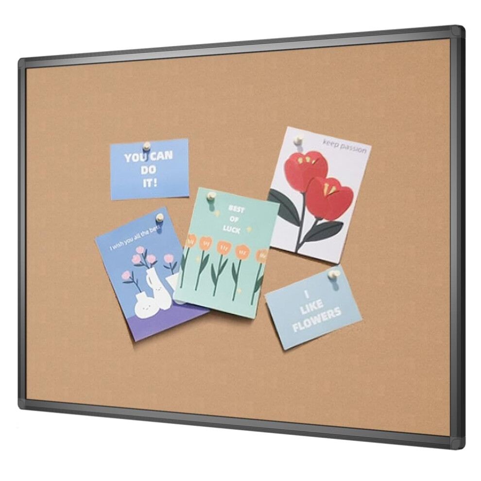 Photos - Other Office Equipment VIZ-PRO Cork Notice Board, 120 X 90 cm, Cork Bulletin Board with Black Aluminium Frame