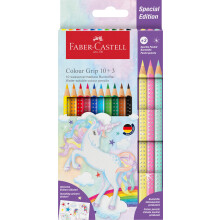 Faber-Castell 201542 Colouring Pencils Set Unicorn 13 Pieces Shatterproof Includes 3 Sparkle Pastel Pencils and Unicorn Stickers