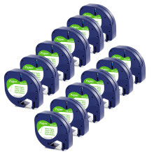 12 Pack Compatible with Dymo Letratag Refills Paper Label Tapes - 12 mm x 4 m, Black Print on White, A91200 A91220 Self-Adhesive Labels for LT-100H,