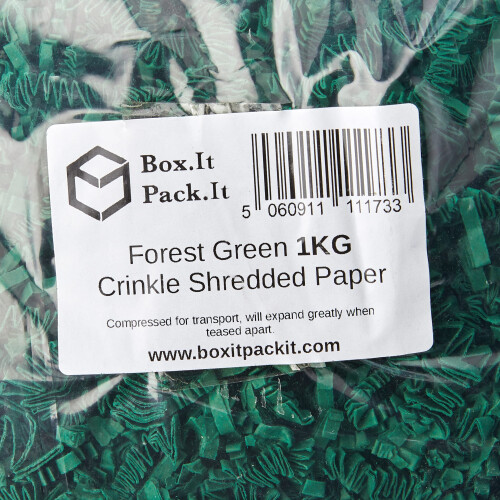 Box.it.pack.it Shredded Crinkle ZigZag Kraft Paper, Forest Green, 1kg