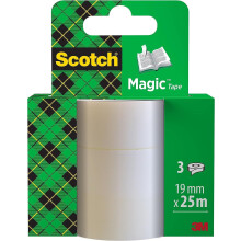 Scotch Magic Invisible Tape - 3 Refill Rolls, 19mmx25m - General Purpose Sticky Tape for Document Repair, Labelling & Sealing