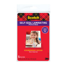 Scotch(R) Self-Sealing Laminating Pouches, Gloss Finish, 4 x 6 Inches (PL900G)