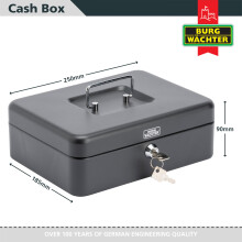 Burg-Wachter CB03GBBK 10" Money 5030 Cash Box with Coin Tray, Black
