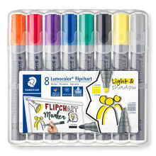 STAEDTLER 356 SWP8 Lumocolor Flipchart Markers - Assorted Colours (Pack of 8)