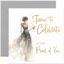 Beautiful Well Done Cards for Her - Time To Celebrate - Very Proud of You Card for Female Friend - Graduation Cards for Daughter, Granddaughter, Sist