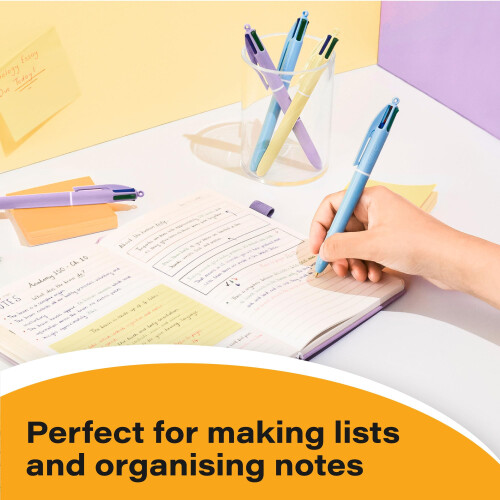 BIC BIC 4 Colours Pastel Ball Pens with Medium Points (1.00 mm) - Assorted Colours, 2