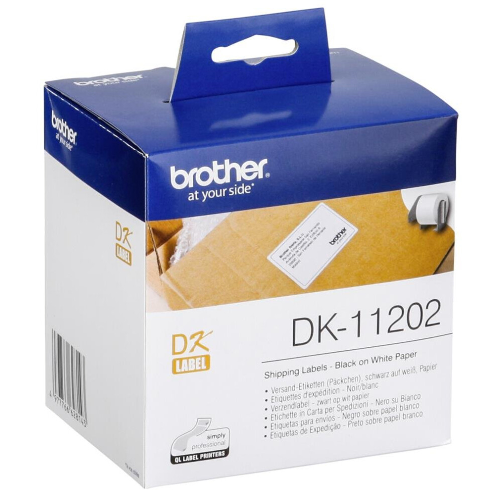 Photos - Other Office Equipment Brother DK-11202 Label Roll, Shipping Labels, Black on White, 300 Labels, 62 mm (W) x 100 mm (L),  Genuine Supplies 