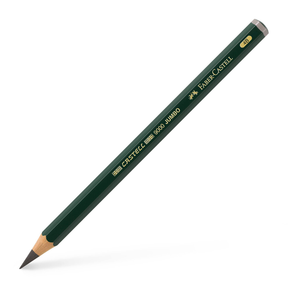Faber-Castell Supreme Artist Quality Castell 9000 Jumbo Graphite Single Pencil, With Extra Thick 4B 5.3Mm Lead