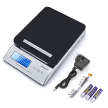 MUNBYN Digital Postal Scales, Parcel Postage Shipping Scale 30kg 66lbs Electronic Mail Scale with Hold and Tear Function, Includes Tape measure, AC A