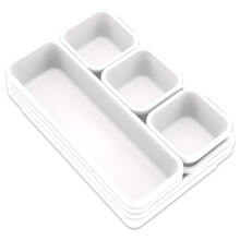 Addis 8pcs Interlocking Drawer Organiser Plastic Storage Trays Dividers for Kitchen Office Desk Make-Up Clothing Jewellery Craft Bathroom organising,
