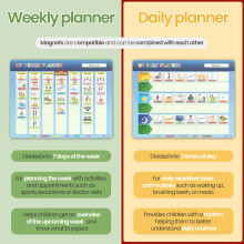 LIKARTO Visual Timetable Children Daily Routine Chart - Montessori Magnetic Board incl. 147 Magnets & Cord - Fully Writable & Wipeable - Encourages