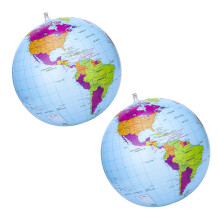 Yuannee Inflatable World Globe,2PCS Globes Educational Geographic PVC Inflatable Play Ball For Teacher Aid Earth Map Geography Ball Learning Beach Pa