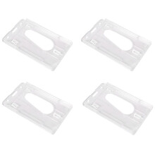 4X Vertical Hard Plastic Badge Holder Double Card ID Multi Transparent 10X6cm