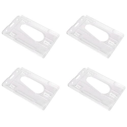 4X Vertical Hard Plastic Badge Holder Double Card ID Multi Transparent 10X6cm