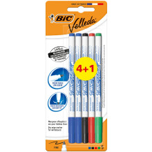 BIC Velleda 1721 Whiteboard Pens - Assorted Colours, Pack of 4+1