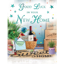 Good Luck in Your New Home Card Basket - 8 x 6 inches - Regal Publishing