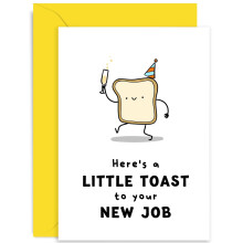 Old English Co. Funny New Job Card for Friends - Congratulations Well Done Card - 'A Little Toast' New Job Card for Son or Daughter | Blank Inside
