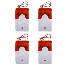 4X Wired Strobe Warning Siren Durable 12V Sound Alarm Flashing Light Sound Siren 115Db Orange
