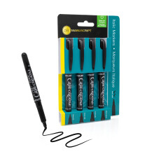 MANUSCRIPT Callicreative Italic Marker Pen | Black Permanent Markers, Perfect Calligraphy Pens | Set of 4 Fine, Medium, Broad & Extra Broad Chisel Ti