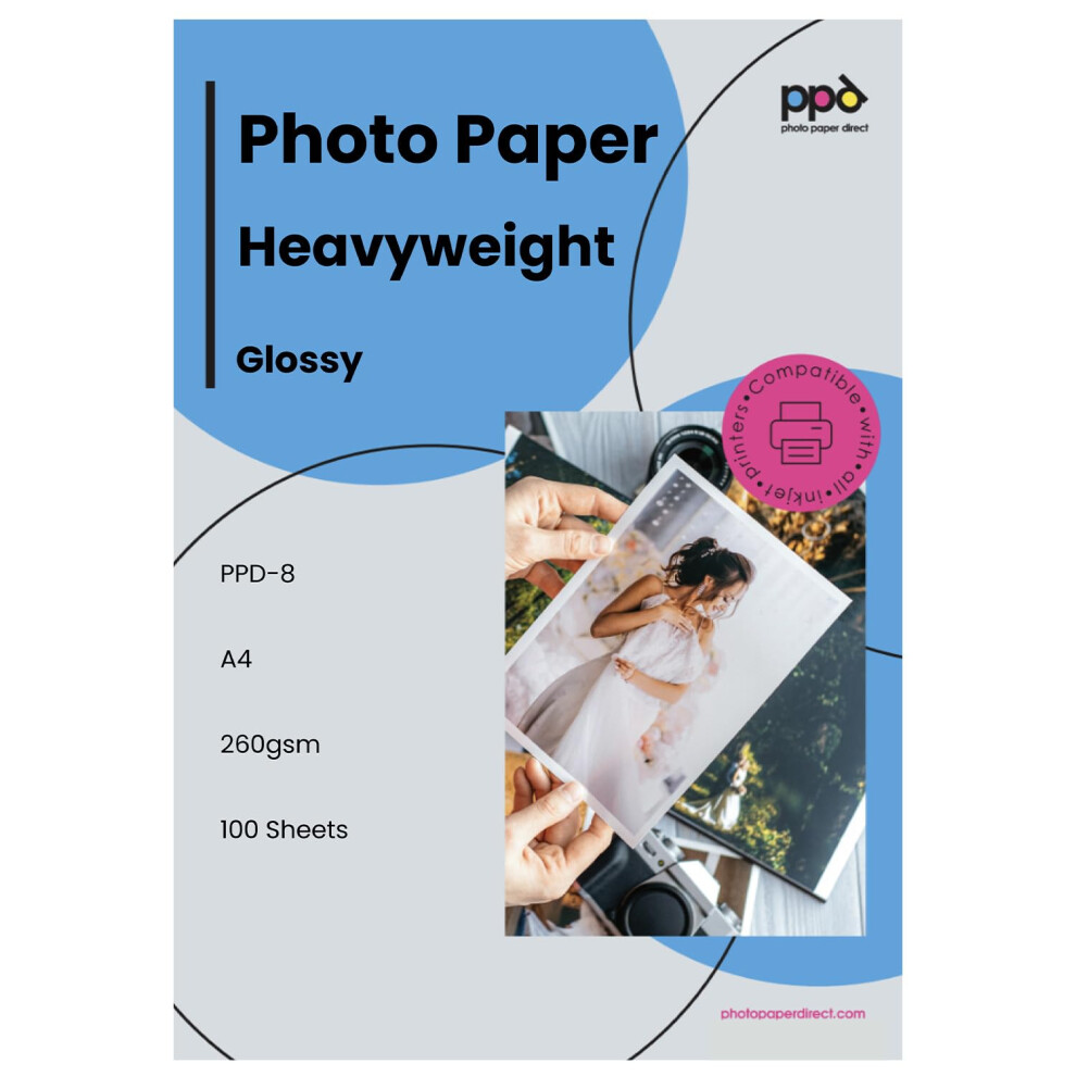 Photos - Office Paper PPD 100 Sheets A4 Inkjet Premium Glossy Photo Paper 260gsm Instant Dry Water-Resistant -8-100