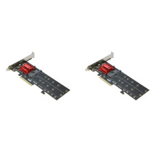 2X Dual NVMe PCIe Adapter,M.2 NVMe SSD to PCI-E 3.1 X8/X16 Card Support M.2 (M Key) NVMe SSD 22110/2280/2260/2242