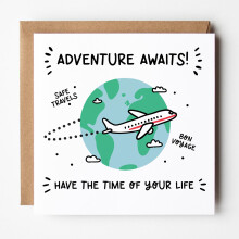 Adventure Awaits Good Luck Card – Bon Voyage, Safe Travels, Farewell Card for Friends, New Job, Moving Away, Gap Year, Good Luck on Your New Adventu
