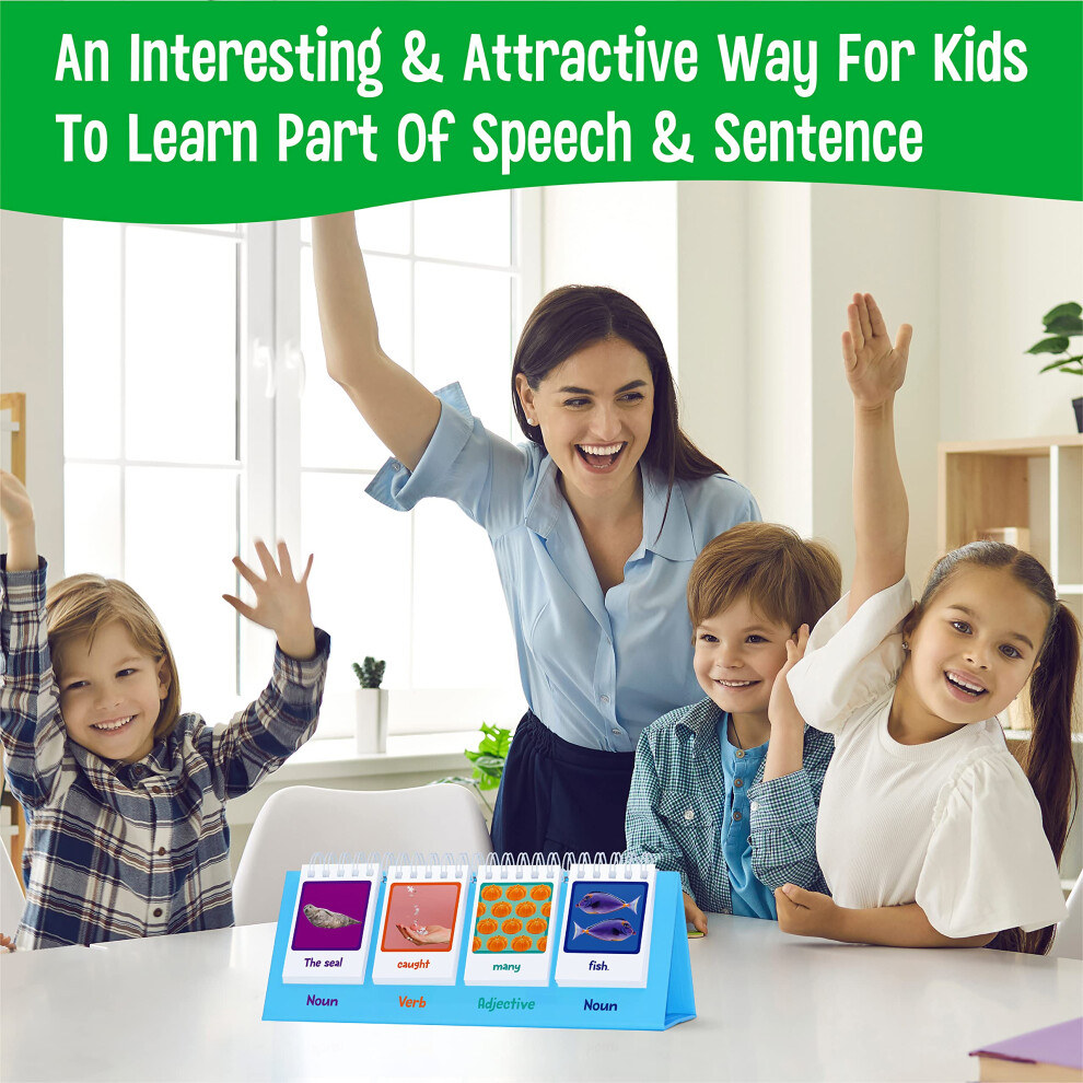 Photos - Other Office Equipment Sentence Flip Charts, 80 Double Sided Cards in Noun/Verb/Adjective/Preposition 40 New Sentence Building Freestanding Flip Ch