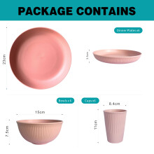 Sagiterra Camping Plates, Unbreakable Dinner Sets for 6, 18 Pcs Plastic Picnic Set for Party, Home & Picnic, Lightweight Microwave & Dishwasher Safe