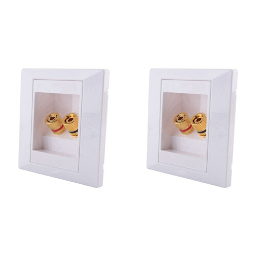 2X Wall Socket Connection Port with 2 Jack Speaker White